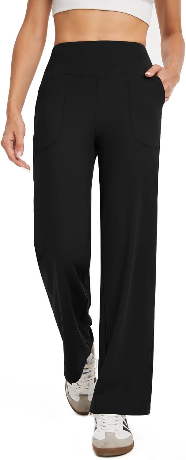 Wide Leg Pants Woman High Waist Yoga Pants with Pockets Loose Stretch Dress Work Sweatpants Casual Lounge - Image 2