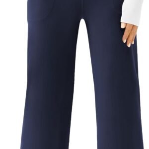 Womens Wide Leg Yoga Pants Casual Work Dress Pants Lounge Sweatpants High Waist Comfy Loose Trousers with Pockets