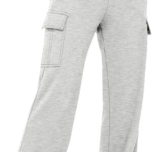 Womens Cargo Sweatpants Wide Leg Baggy Fleece High Waisted Sweats Pants Winter Clothes with Pockets