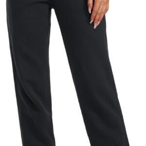 Cotton Fleece Lined Sweatpants Women High Waisted Warm Casual Lounge Jogger Pants with Pockets