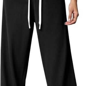 Wide Leg Sweat Pants for Womens High Waisted Baggy Sweatpants Casual Drawstring Workout Pants with Pockets
