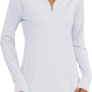 Women Long Sleeve Shirts Sun Protection 1/4 Zip Summer Quick Dry Hiking Shirts Quarter Zip Pullover for Women