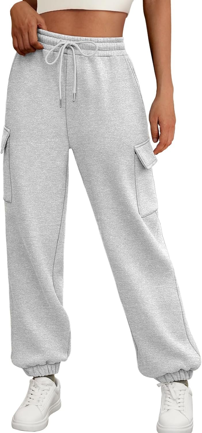 Womens Sweatpants Cargo Fleece Lined Baggy Athletic Jogger with Pockets 2026 Casual Trendy Pants Fall Outfits