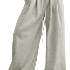 Wide Leg Sweatpants for Women 2026 Trendy Fashion High Waisted Drawstring Loose Long Pants with Pockets