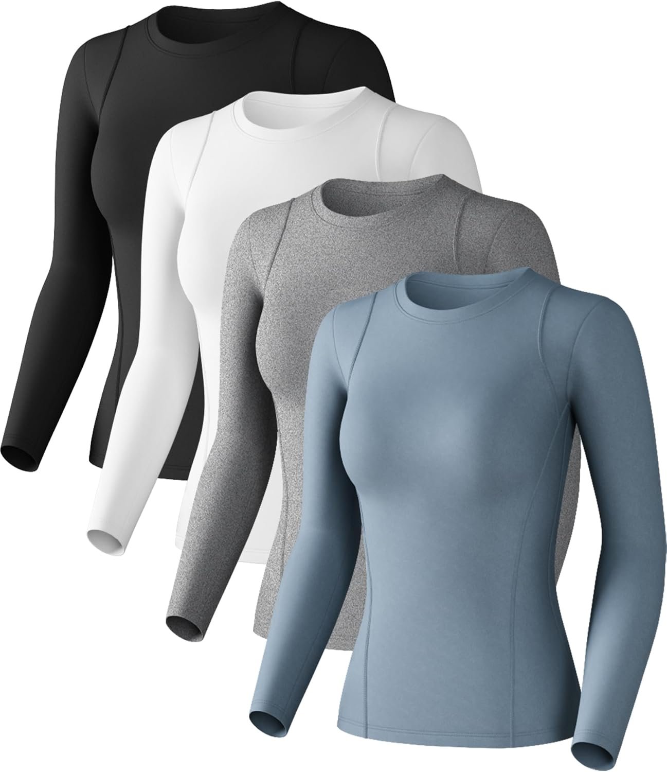 Women's Compression Shirts Long Sleeve Athletic Workout Tops Cool Dry Underscrubs Sun Protection for Gym Yoga Running