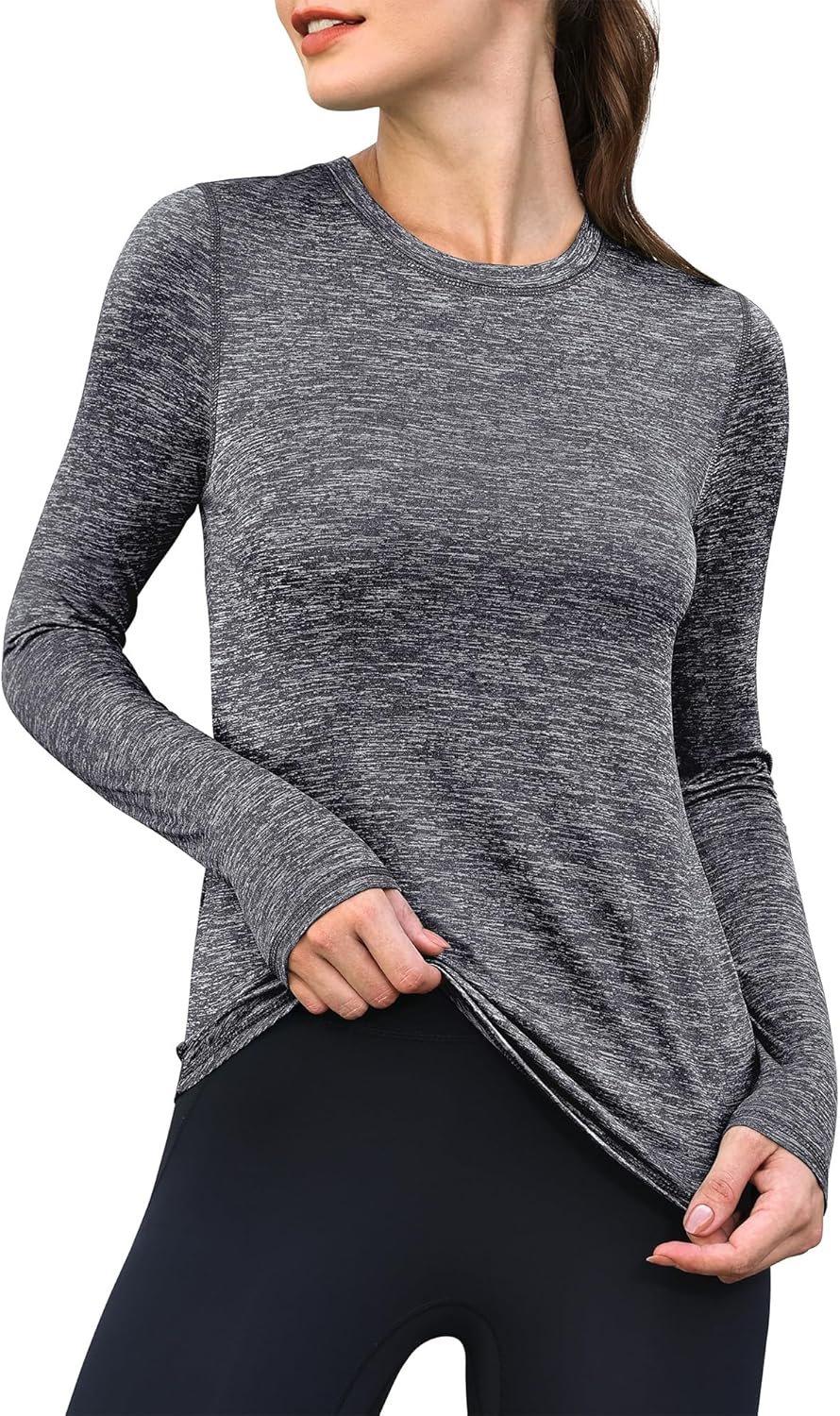 Womens Long Sleeve Workout Quick Dry Fitted Yoga Gym Athletic Shirts